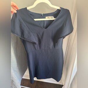 LOFT Women's Navy Sheath Fitted Dress with Flutter Cap Sleeves